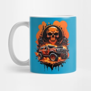 Cybertruck cyberpunk skulls apocalyptic futuristic scifi retro poster Mug